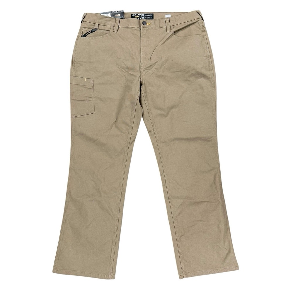 NEW Ariat M4 Pants Mens 40x32 Work Rebar Relaxed Tan Canvas Straight Leg Stretch - Picture 2 of 5